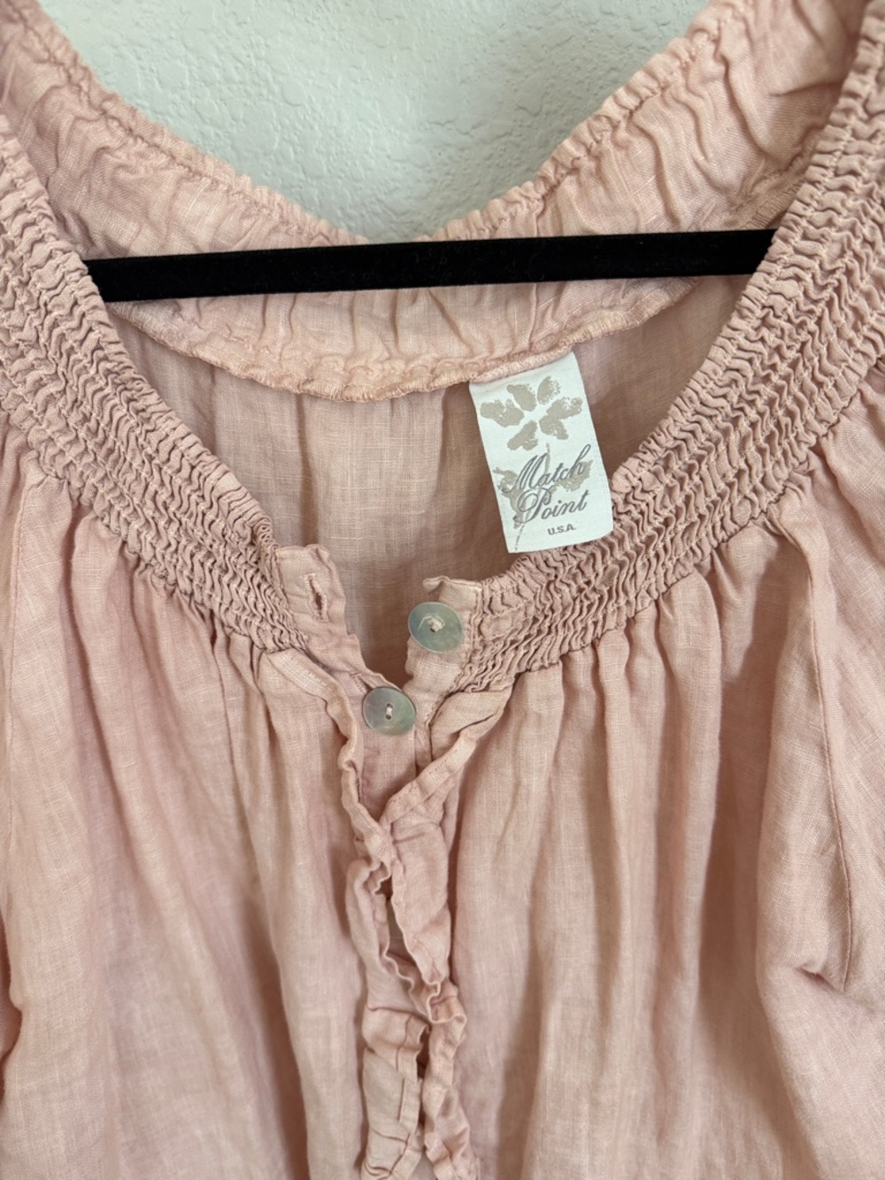 MATCH POINT | 100% Linen Button Down Top SZ XL - Picture 2 of 3